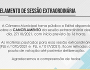 CANCELAMENTO DE SESSÃO EXTRAORDINÁRIA