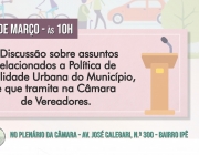 Câmara convoca audiência sobre Plano de Mobilidade Urbana