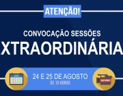 Câmara convoca sessões extraordinárias para os dias 24 e 25 de agosto