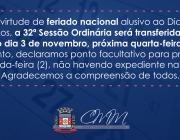 CÂMARA DECRETA PONTO FACULTATIVO DIA 1º DE NOVEMBRO