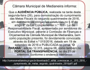 Câmara Municipal de Medianeira informa: