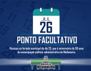 Câmara Municipal de Medianeira estabelece ponto facultativo no dia 26 de julho