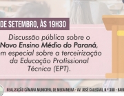 CONVITE PARA AUDIÊNCIA PÚBLICA - NOVO ENSINO MÉDIO DO PARANÁ