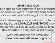 EM ABERTO: AVISO DE CHAMAMENTO PÚBLICO Nº 02/2021