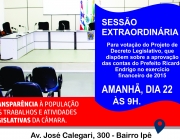 Extraordinária será realizada amanhã para aprovação das contas do Prefeito Ricardo Endrigo no exercício financeiro de 2015