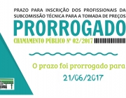 Prazo prorrogado para inscrição dos profissionais da subcomissão técnica para a Tomada de Preços - Publicidade