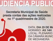 Secretaria Municipal de Saúde presta contas das ações realizadas no 1º quadrimestre de 2020