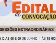 Sessões extraordinárias são convocadas para dias 8 e 9 de junho